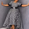 Premium Polka Dot Fit-and-Flare Dress with Bow Detail
