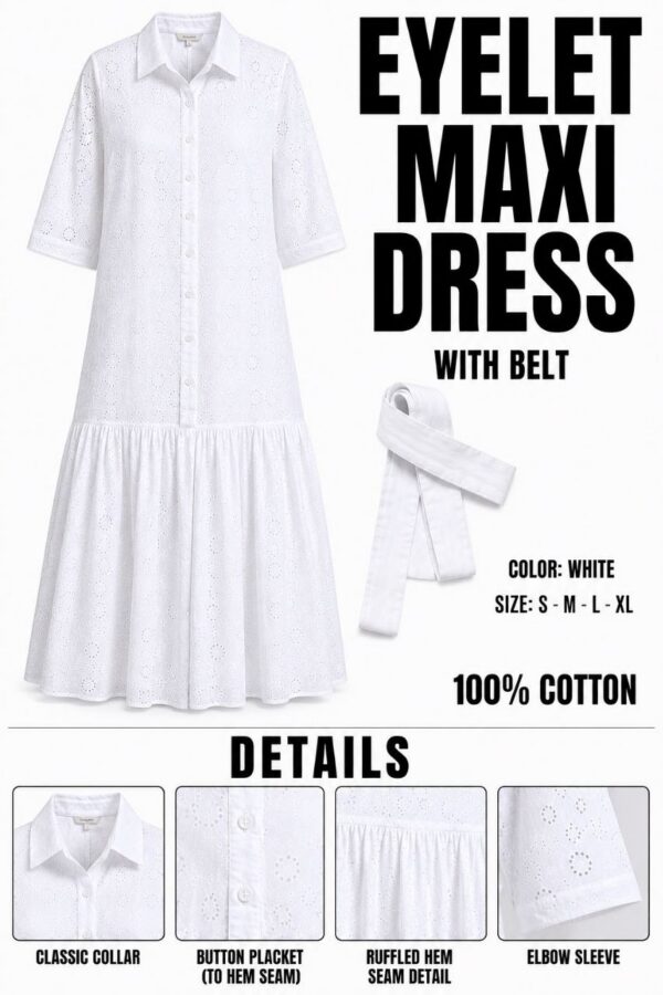 Premium White Eyelet Dress - Wholesale B2B