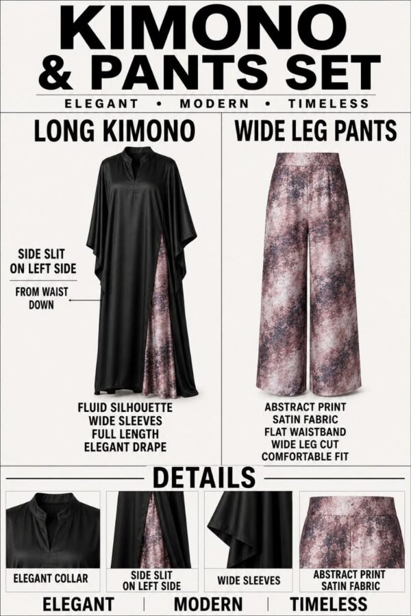 Premium Black Kimono & Pants Set