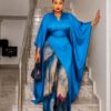 Premium Blue Kimono Pants Set