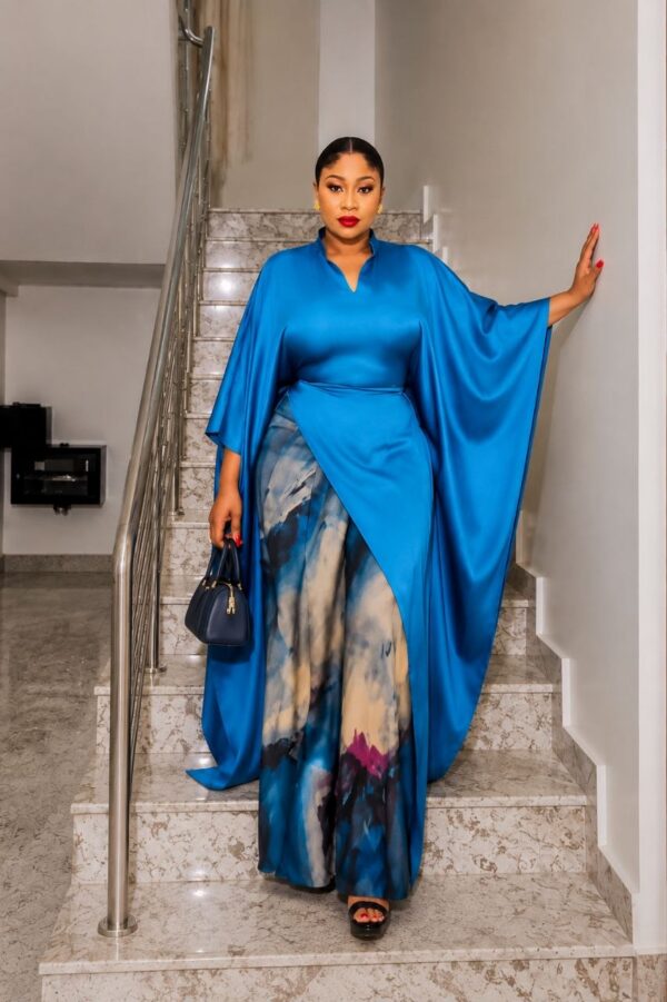 Premium Blue Kimono Pants Set