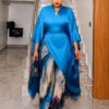 Premium Blue Kimono Pants Set
