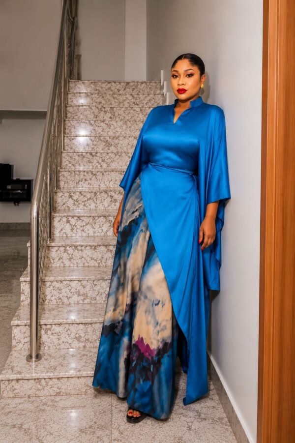 Premium Blue Kimono Pants Set