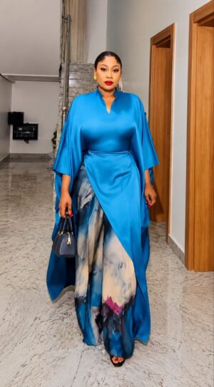 Premium Blue Kimono Pants Set