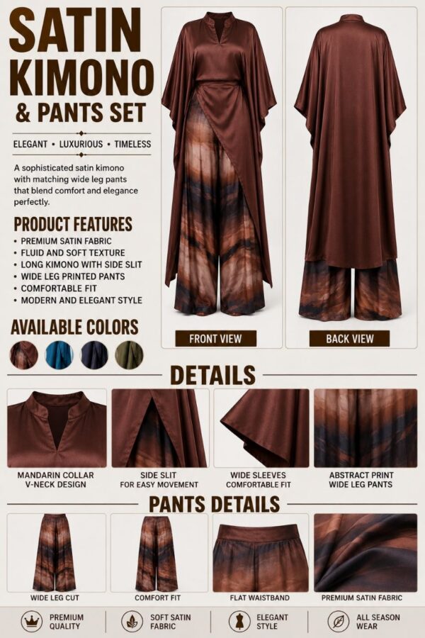 Premium Brown Kimono Pants Set - Wholesale B2B