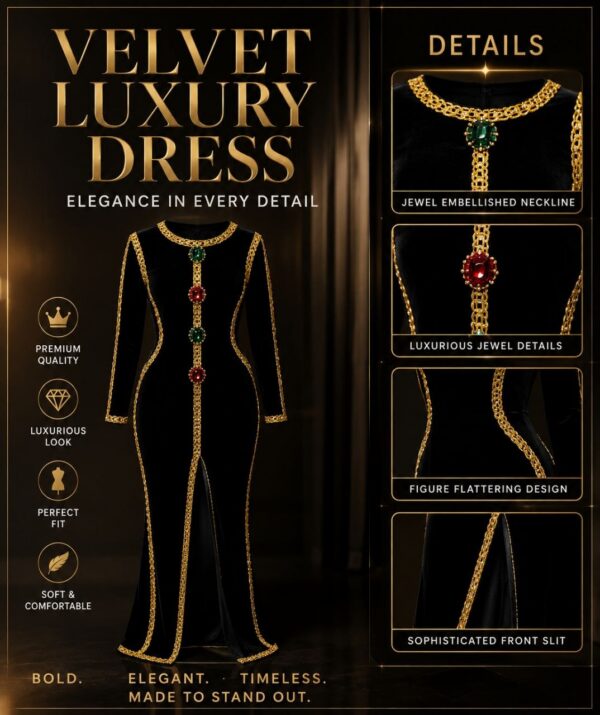 Premium Black Gold Evening Dress - Wholesale