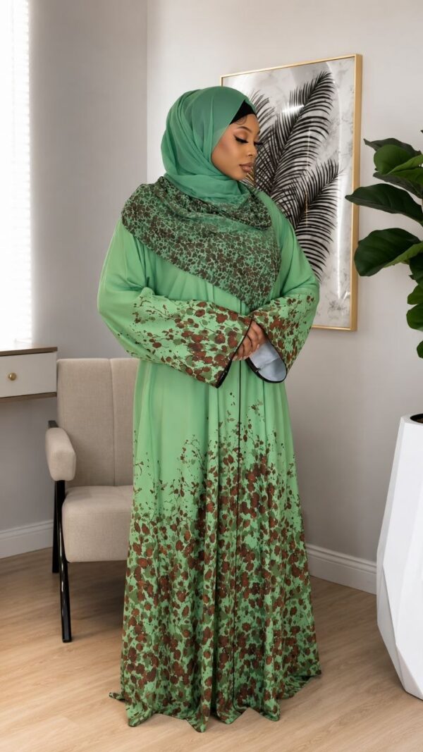 Premium Green Floral Maxi Dress