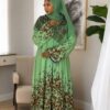 Premium Green Floral Maxi Dress