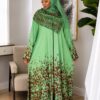 Premium Green Floral Maxi Dress