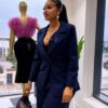 Premium Navy Pinstripe Two-Piece Suit Set