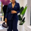 Premium Navy Pinstripe Two-Piece Suit Set