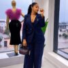 Premium Navy Pinstripe Two-Piece Suit Set