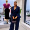 Premium Navy Pinstripe Two-Piece Suit Set
