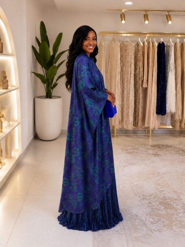 Premium Navy Blue Two-Piece Abaya Set