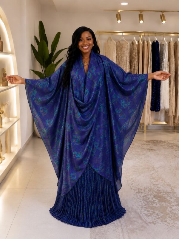 Premium Navy Blue Two-Piece Abaya Set