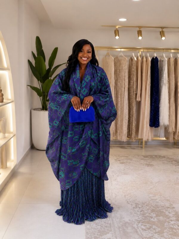 Premium Navy Blue Two-Piece Abaya Set