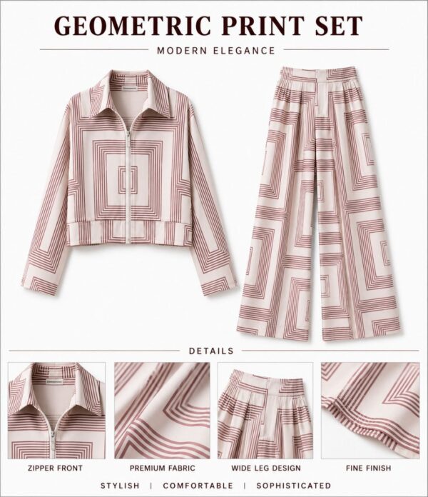Premium Two-Piece Geometric Print Set