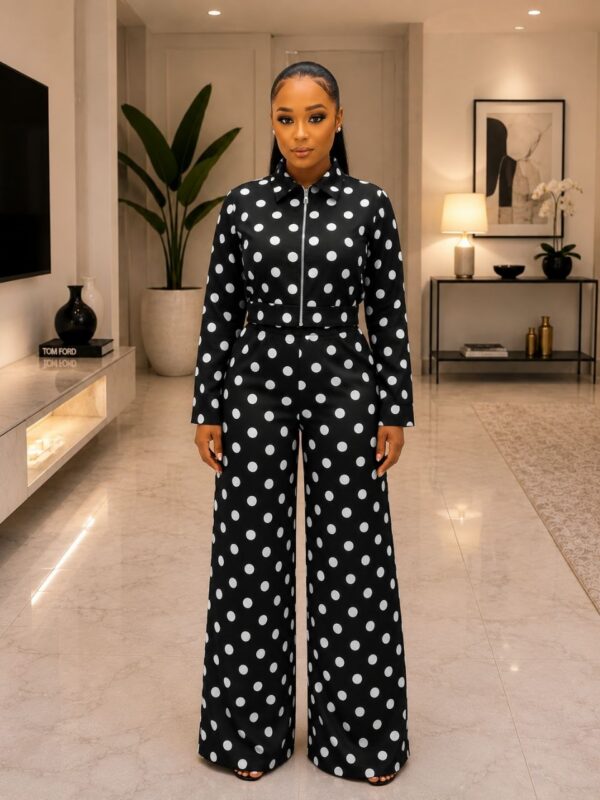 Black Polka Dot Two-Piece Set