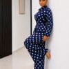 Navy Polka Dot Two-Piece Set