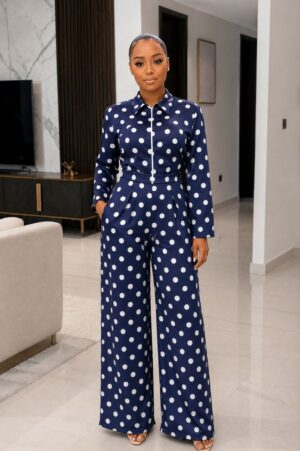 Navy Polka Dot Two-Piece Set
