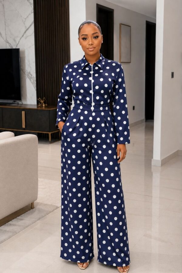 Navy Polka Dot Two-Piece Set