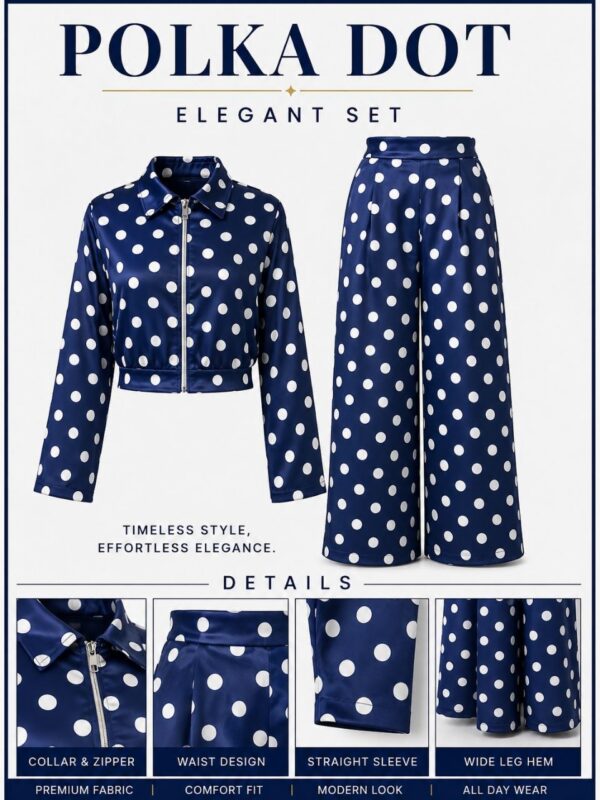 Navy Polka Dot Two-Piece Set
