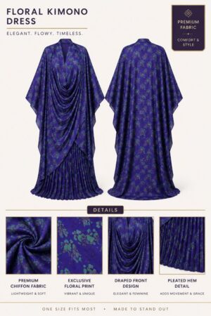 Premium Navy Blue Two-Piece Abaya Set