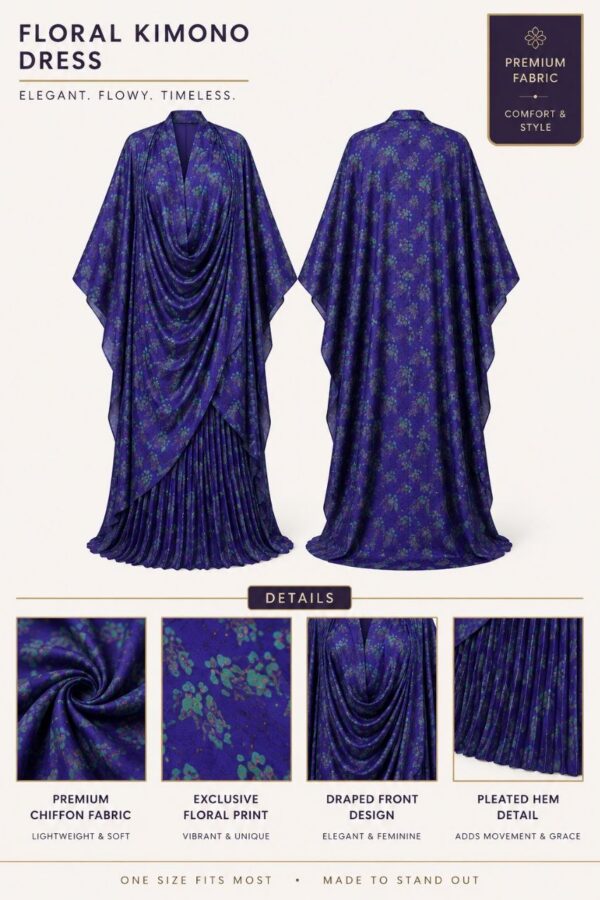 Premium Navy Blue Kimono Skirt Set - Wholesale B2B