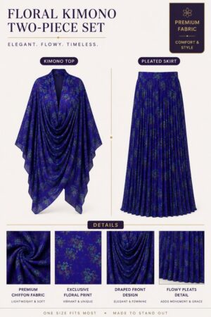 Navy Blue Two-Piece Abaya Set - Premium Wholesale