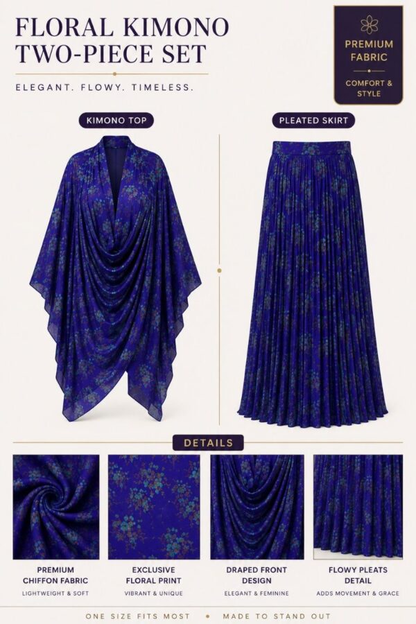 Navy Blue Two-Piece Abaya Set - Premium Wholesale