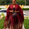 Premium Brown & Red Kimono Pants Set