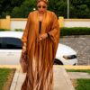 Premium Brown & Red Kimono Pants Set