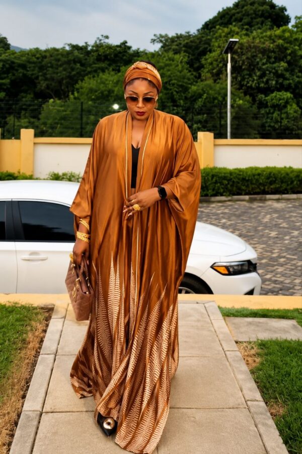 Premium Brown & Red Kimono Pants Set