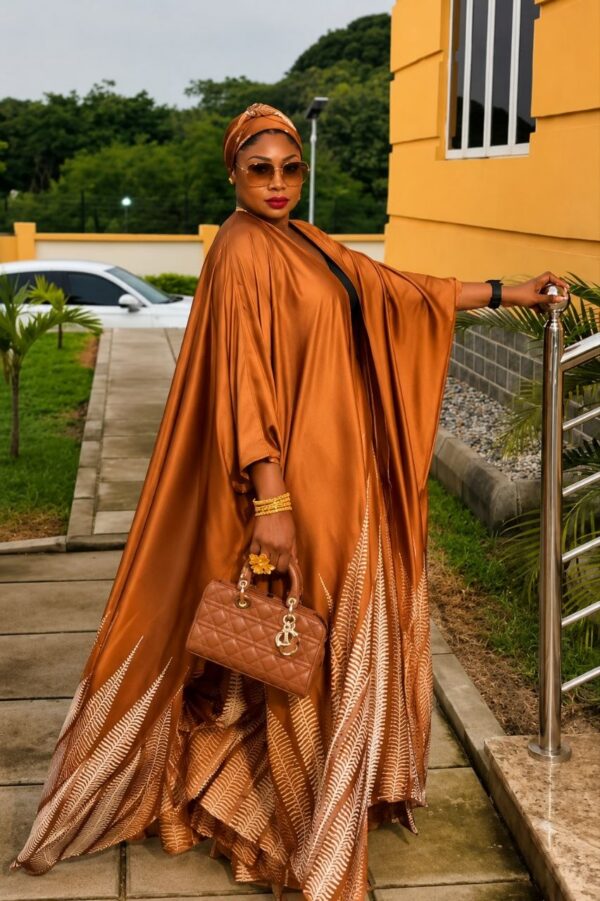 Premium Brown & Red Kimono Pants Set