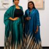 Premium Silk Kimono and Pants Set - Green & Blue