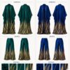 Premium Silk Kimono and Pants Set - Green & Blue