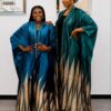 Premium Silk Kimono and Pants Set - Green & Blue