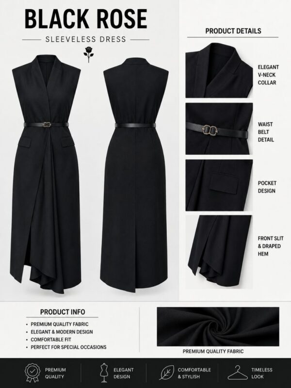 Premium Black Wrap Dress - Wholesale