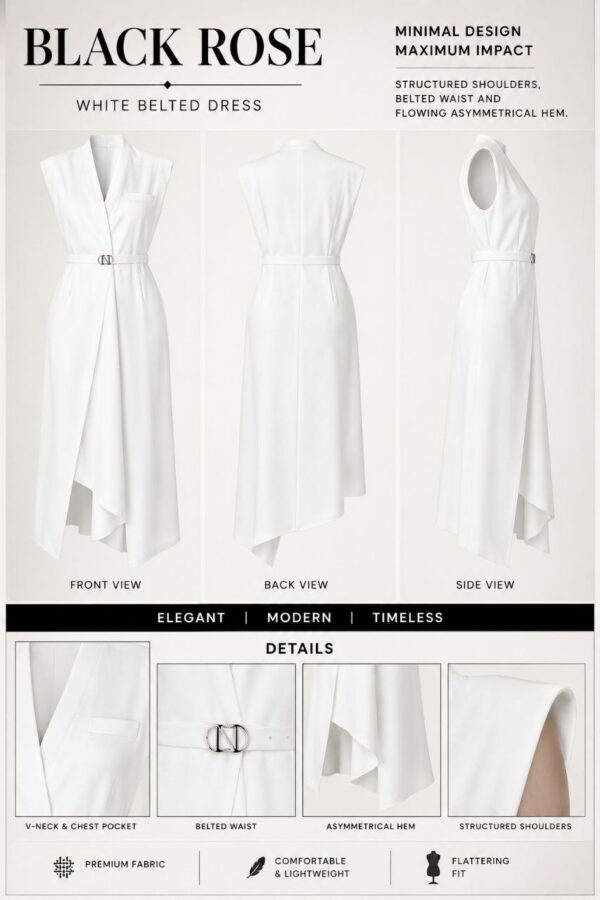 Premium White Sleeveless Dress VDS56695