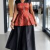 Premium Two-Piece Corset Set - Black & Red