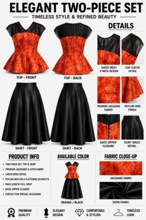 Premium Two-Piece Corset Set - Black & Red
