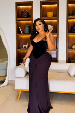 Premium Velvet Off-Shoulder Dress - Deep Plum