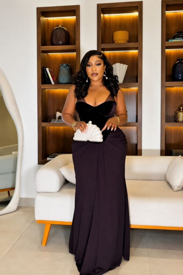 Premium Velvet Off-Shoulder Dress - Deep Plum
