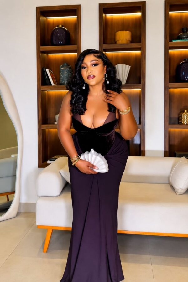 Premium Velvet Off-Shoulder Dress - Deep Plum
