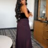 Premium Velvet Off-Shoulder Dress - Deep Plum
