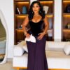 Premium Velvet Off-Shoulder Dress - Deep Plum