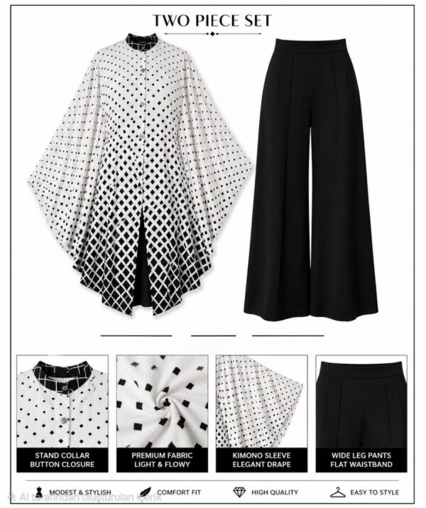 Premium Monochrome Kimono Pants Set - Wholesale