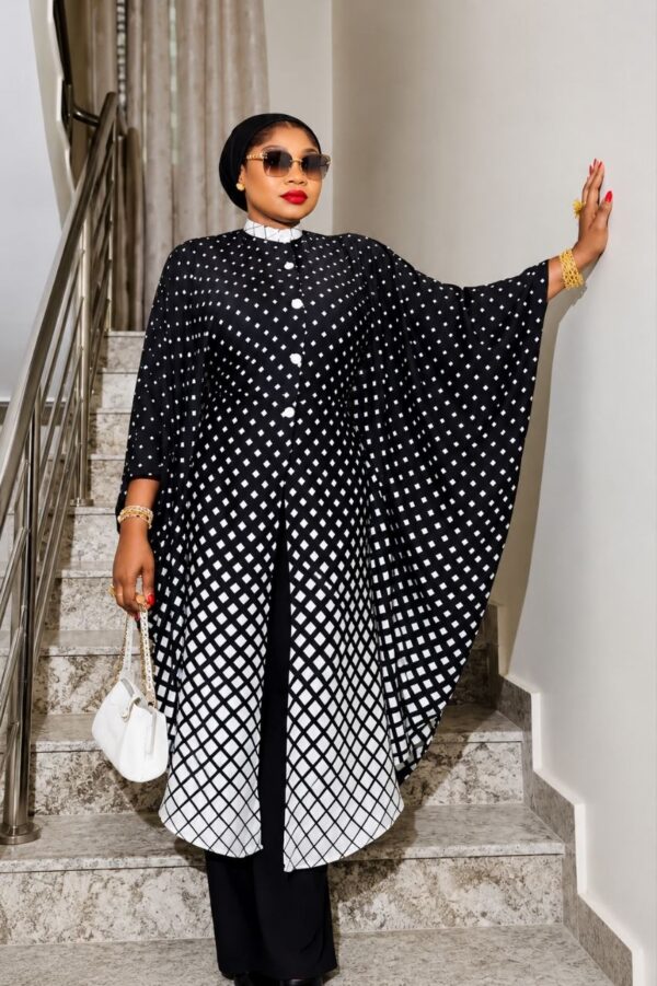 Premium Black Polka Dot Kimono & Pants Set