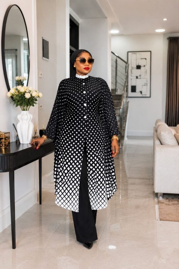 Premium Black Polka Dot Kimono & Pants Set