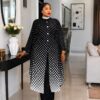 Premium Black Polka Dot Kimono & Pants Set